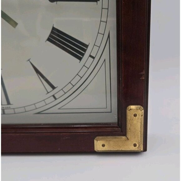 Ethan Allen Wooden Clock Brass Accents Roman Numerals Quartz Made In USA - Picture 5 of 16